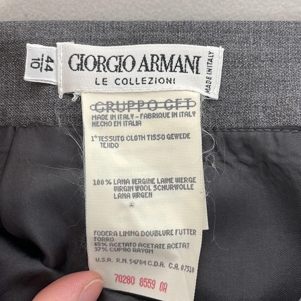 Giorgio Armani Pencil Skirt 100% Virgin Wool Knee Length Gray Size 10